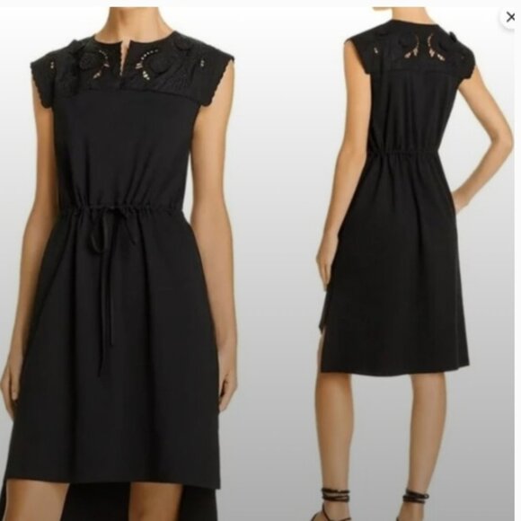See By Chloe Dresses & Skirts - SEE BY CHLOE Cotton Yoke Step Hem Embroidery/Aplique Black KneeMid Dress XS $375